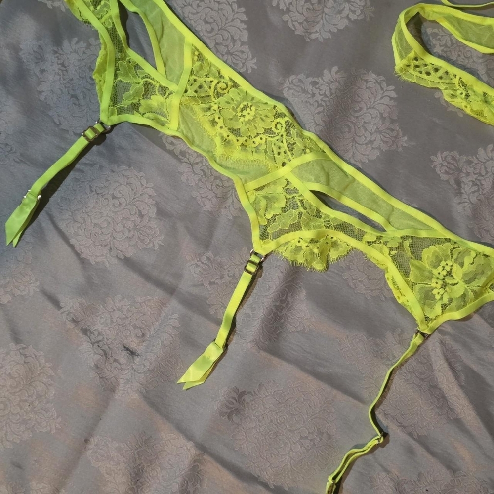 Honey Birdette Neon Green Vanessa Lingerie Set - Picture 5 of 7